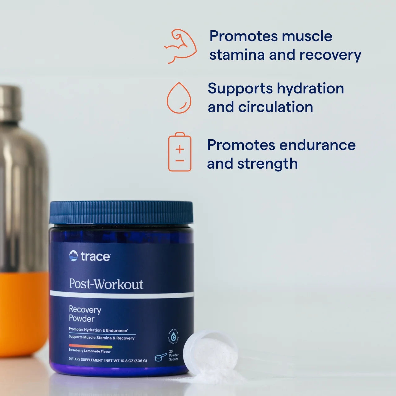 Minerals Post-Workout - Post-Training Supplement for Muscle Recovery Support - Stamina, Strength & Hydration Aid - Sugar-Free, Gluten-Free & Vegan - Strawberry Lemonade - 20 Servings