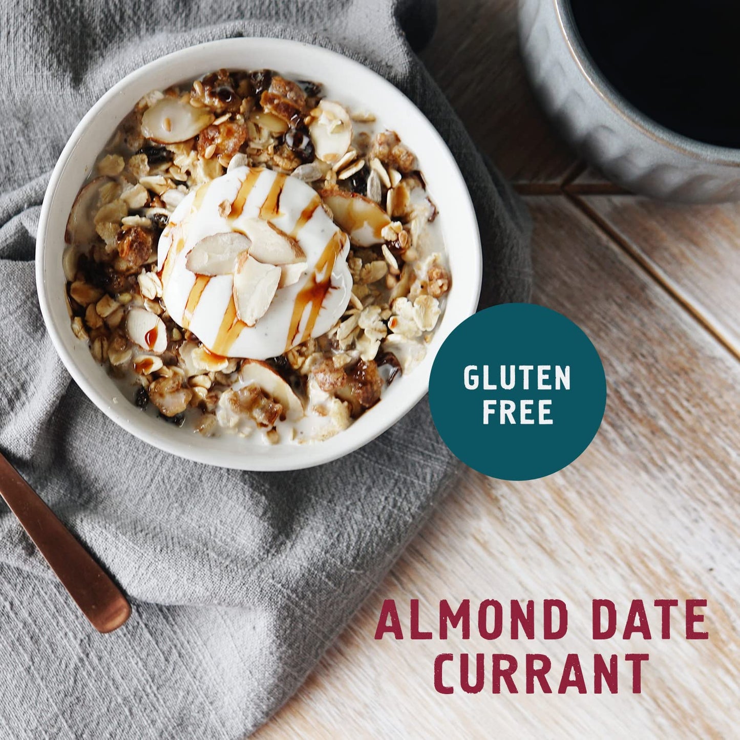Farmers Market Organic Almond Date Currant Muesli Cereal - 4 Count, 12 Oz Pouch - Certified Gluten Free Muesli - Non GMO, No Refined Sugar and Kosher